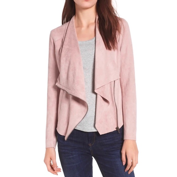NEW BLANKNYC PINK FAUX SUEDE DRAPE FRONT JACKET - Picture 10 of 10